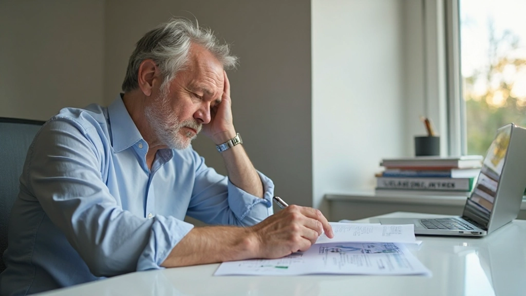 Professional man at desk with laptop reviewing financial spreadsheets and budget documents